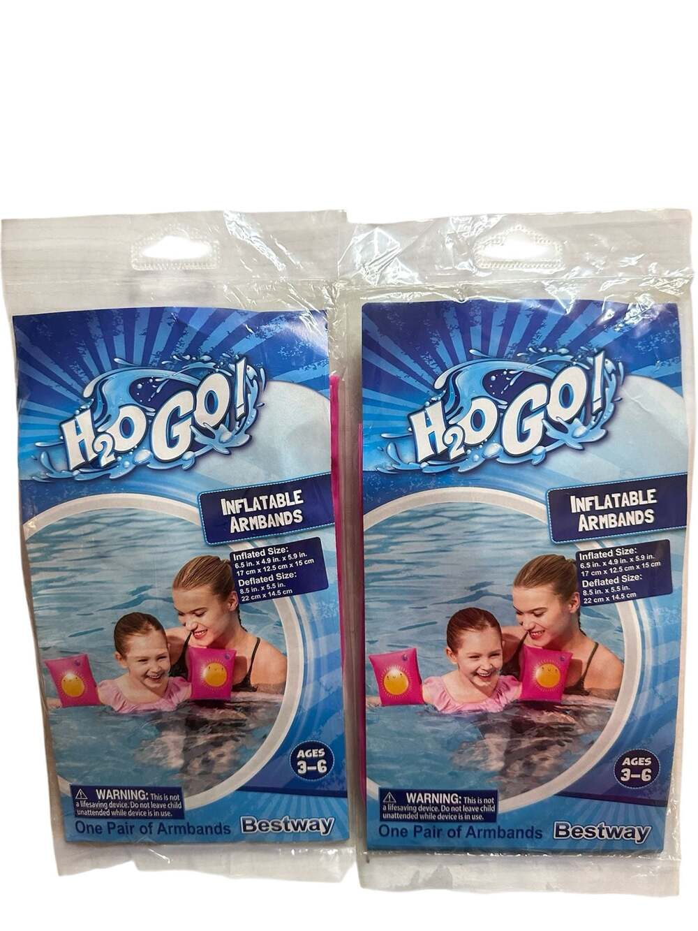 Bestway H2OGO! Pink Inflatable Swim Armbands for Ages 3-6